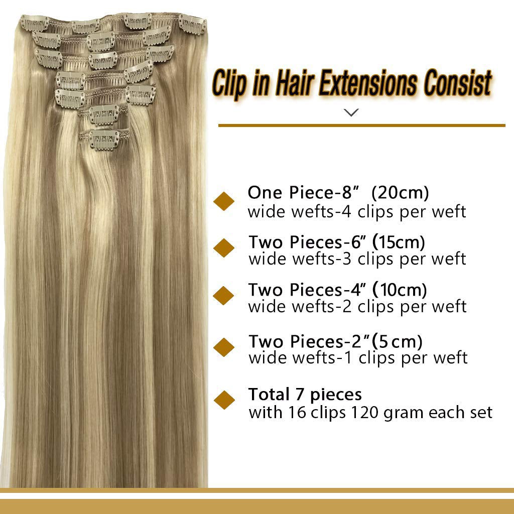 US One Piece Clip In Human Hair Extensions Half Full Head Hair Extension  Natural