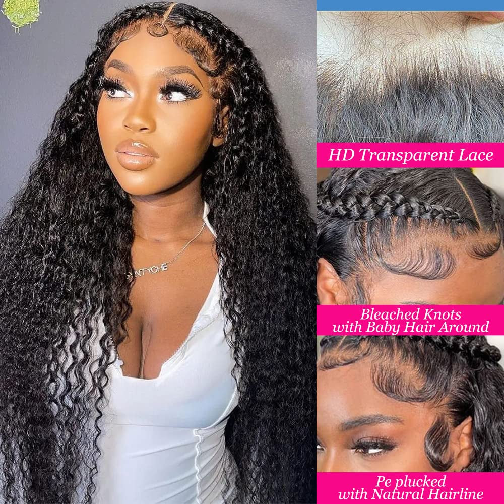  28 Inch 13x4 Deep Wave Frontal Wig 180% Density HD Transparent  Lace Front Wigs Human Hair Pre Plucked Deep Wave Lace Front Wigs for Black  Women Brazilian Virgin Hair Wet