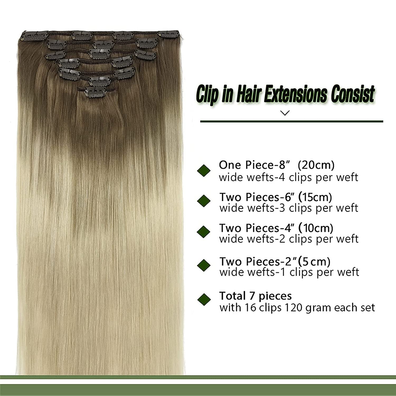 Platinum human hair 2024 8 in 1