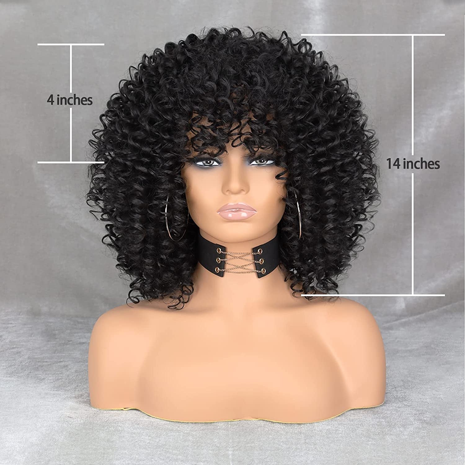 Xinran Black Curly Afro Wig for Women Kinky Black Curly Wigs for