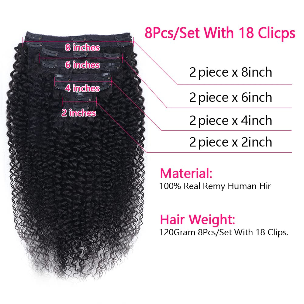Clip-In One Piece Human Hair Extensions Natural Straight Hair 100% Remy  Human Hair 2 Clips Ins For Women 4-12Inch Natural Black