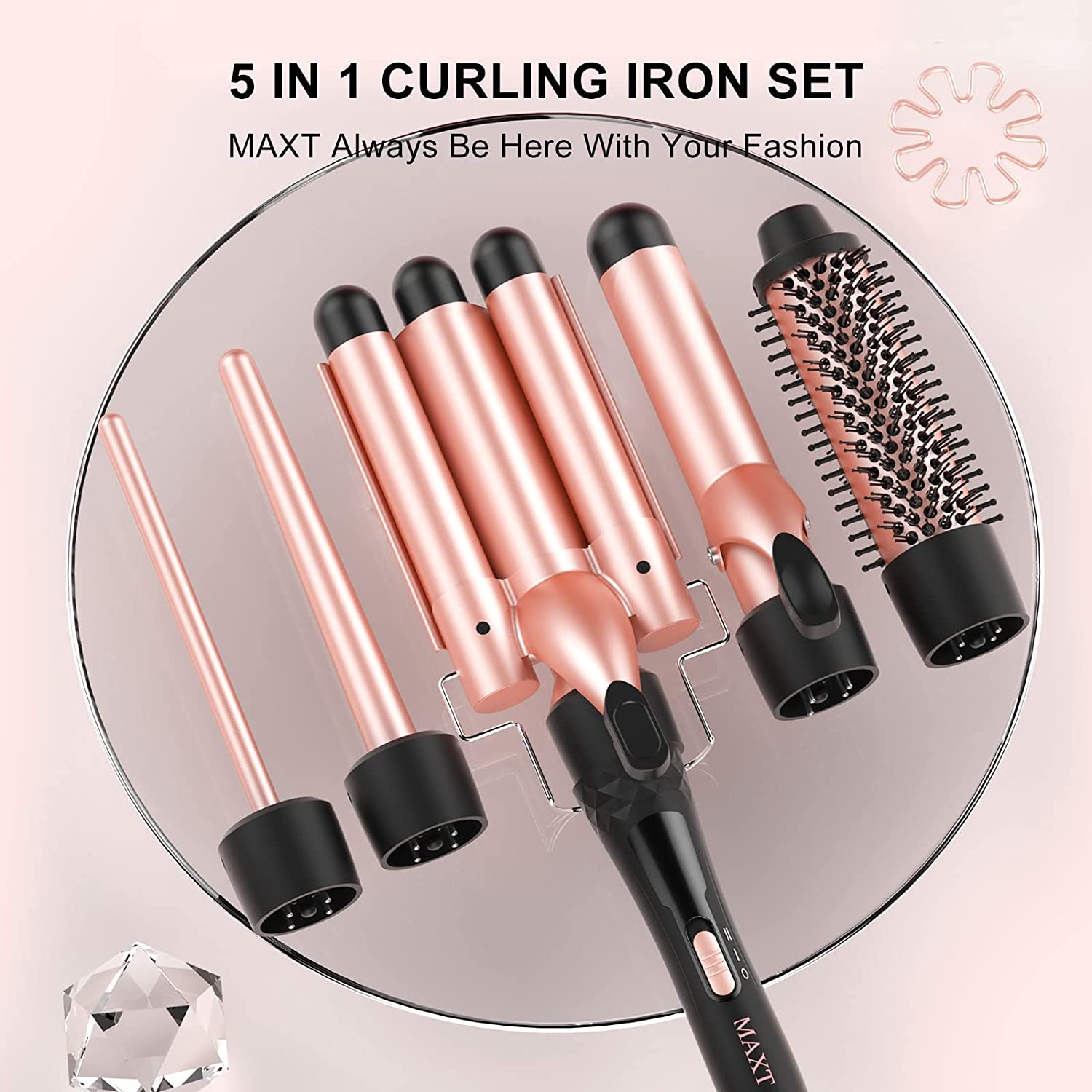 Curling Iron Set 5 in 1 Curling Wand Set Interchangeable Triple Barrel Curling Iron and Curling