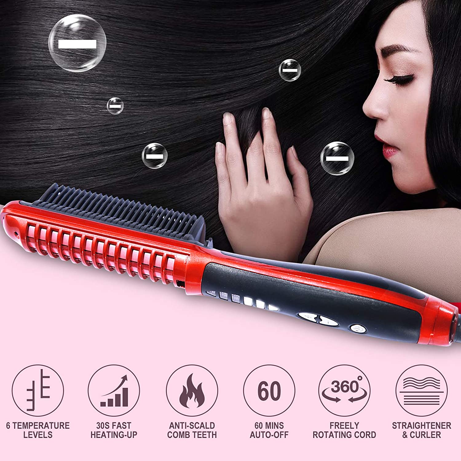 Hair straightening comb outlet for short hair