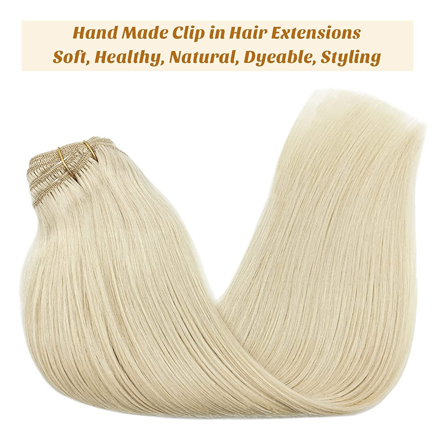 GOO GOO Clip-in Hair Extensions, Soft/Natural, deals Handmade Real Human Hair, Blonde