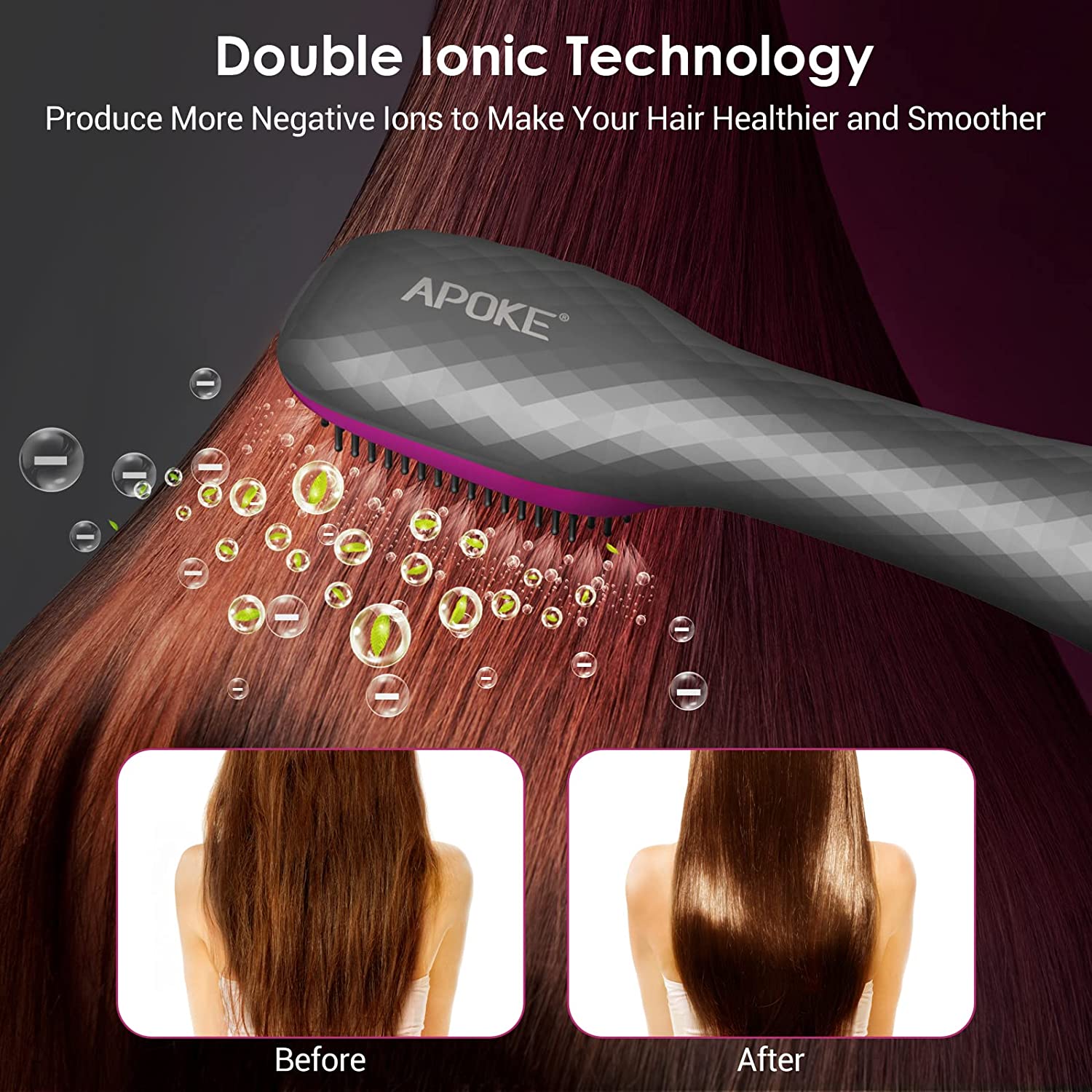 Hair straightening brush top dryer