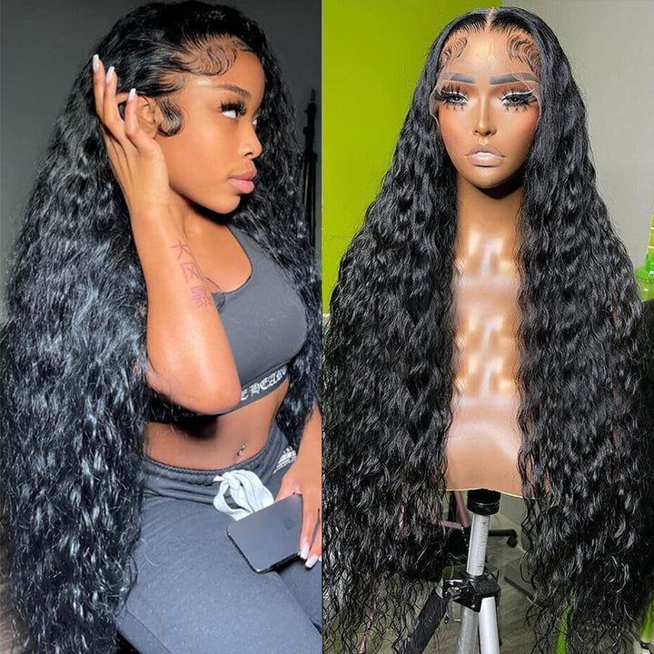 Maxine 34 Inch 13X4 HD Water Wave Lace Front Wigs Human Hair Wigs for Women  180