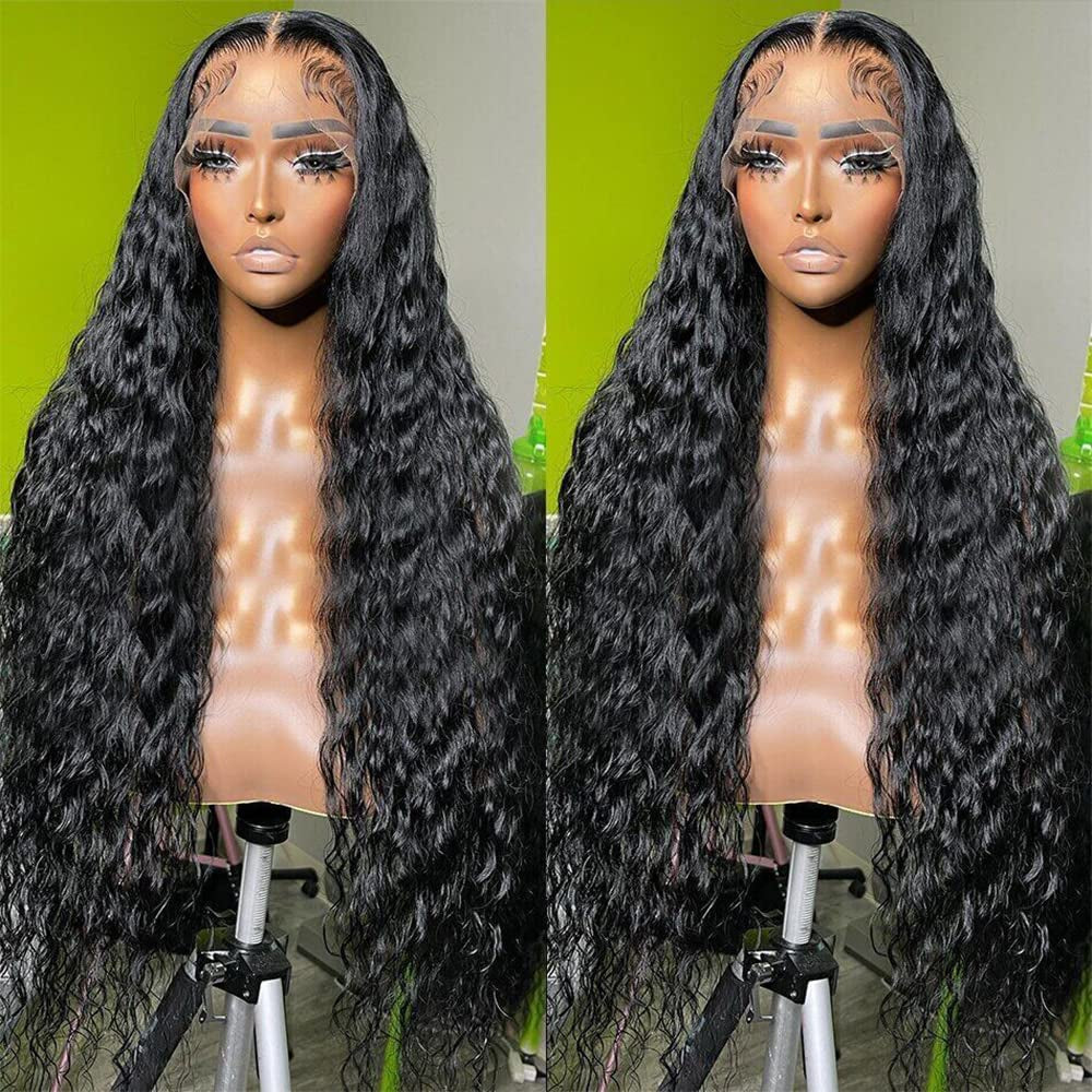 Maxine 34 Inch 13X4 HD Water Wave Lace Front Wigs Human Hair Wigs for Women  180%