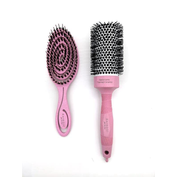 Duo Set 1.25 Ceramic Flat Iron Hair detangling Brush Set