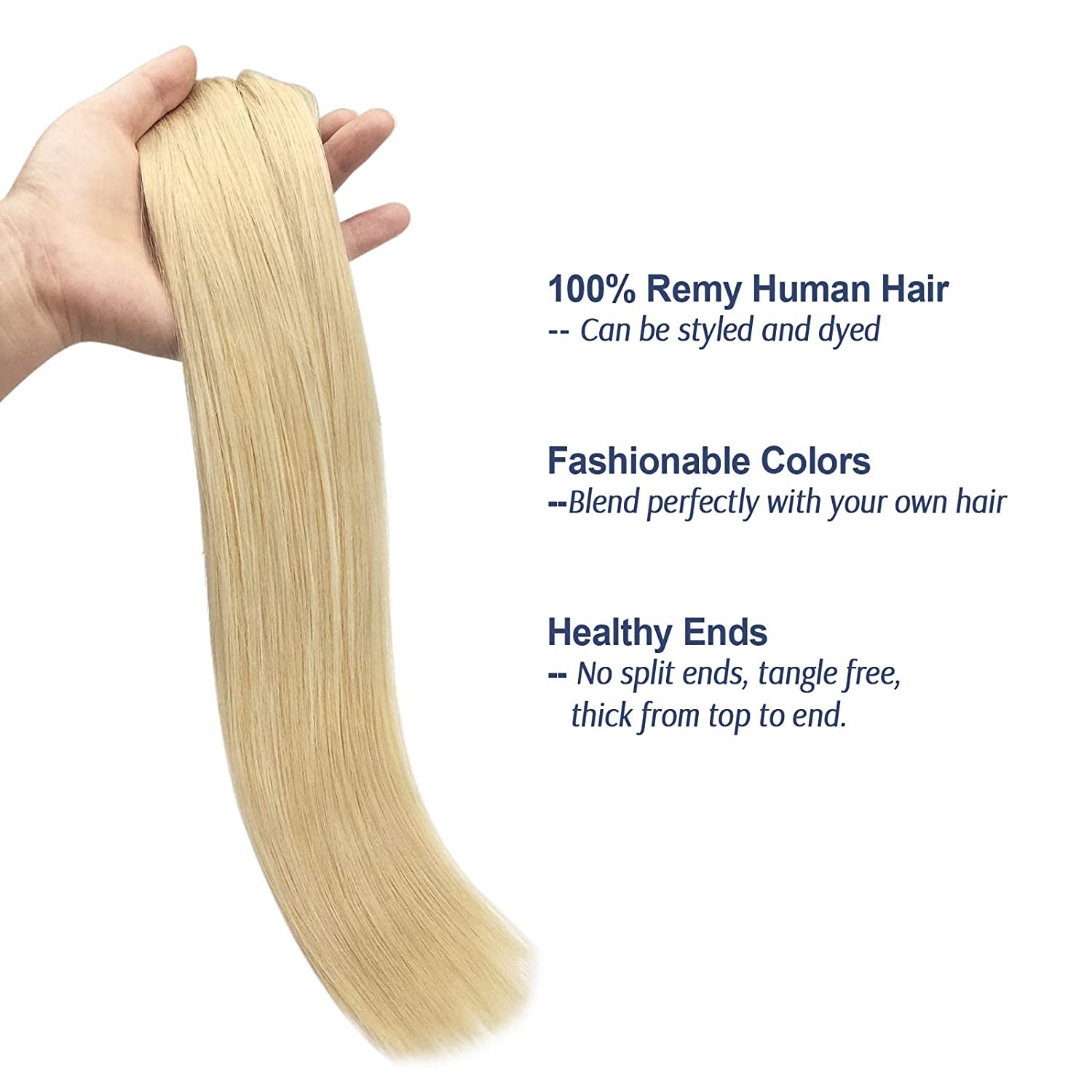 Clip In Hair Extensions, 100% Remy Human Hair