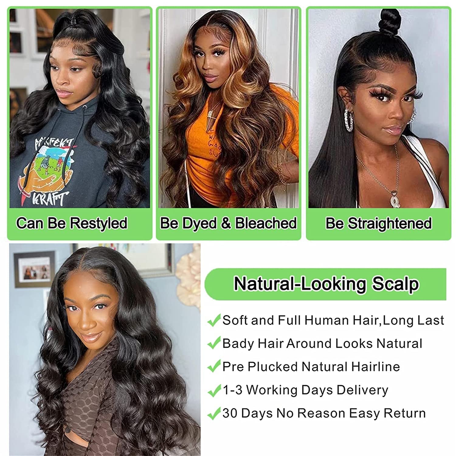 Natural looking human hair lace front wigs best sale