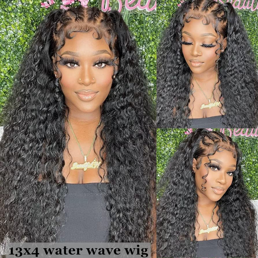 24 Inch Water Wave Transparent Lace Front Wigs Human Hair Wigs for